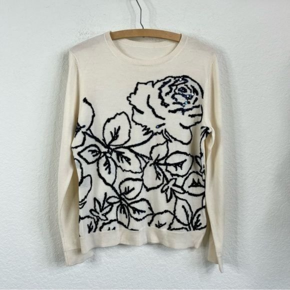 Brooks Brothers Sweaters - Brooks Brothers Merino Will Rose Sequin Sweater
